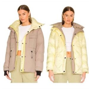 Dualist Zorah Reversible Puffer Jacket Long Sleeve Tan Women's Size S NWT